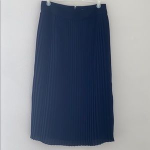 Jcrew navy pleated midi skirt